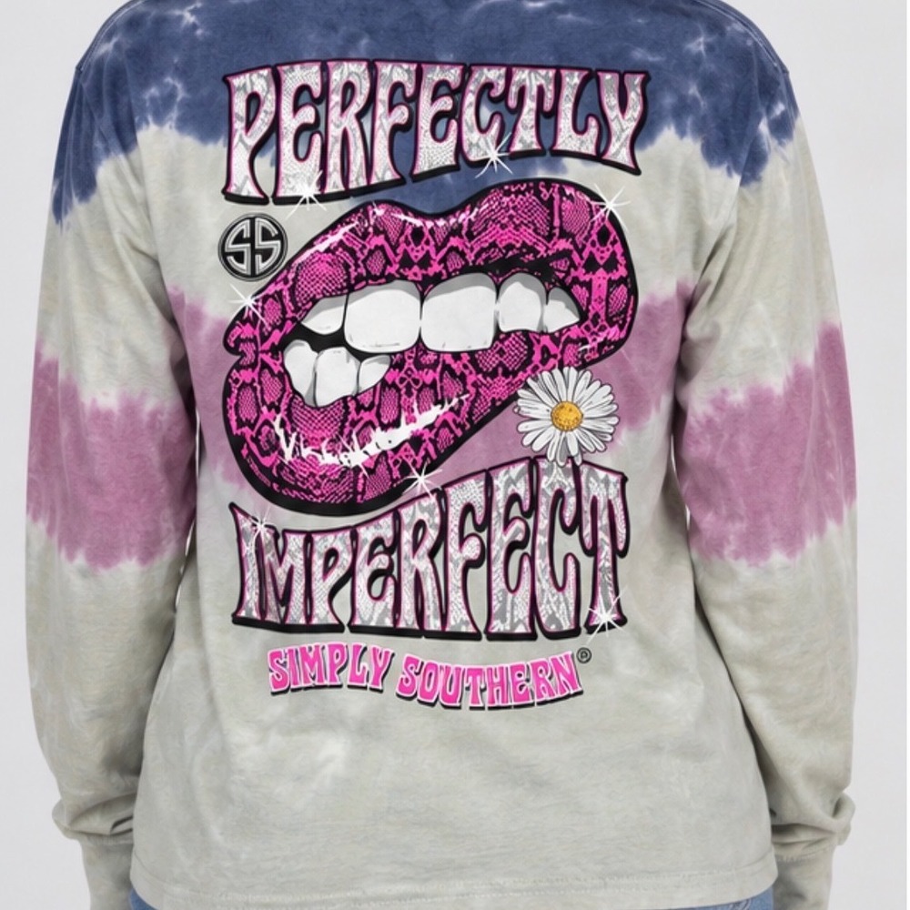 Simply Southern Perfectly Imperfect Tie Dye Long Sleeve Shirt Small Blue Purple